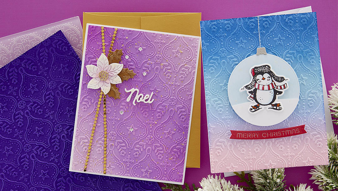 October 2023 Embossing Folder of the Month Preview & Tutorials – Christmas Tile