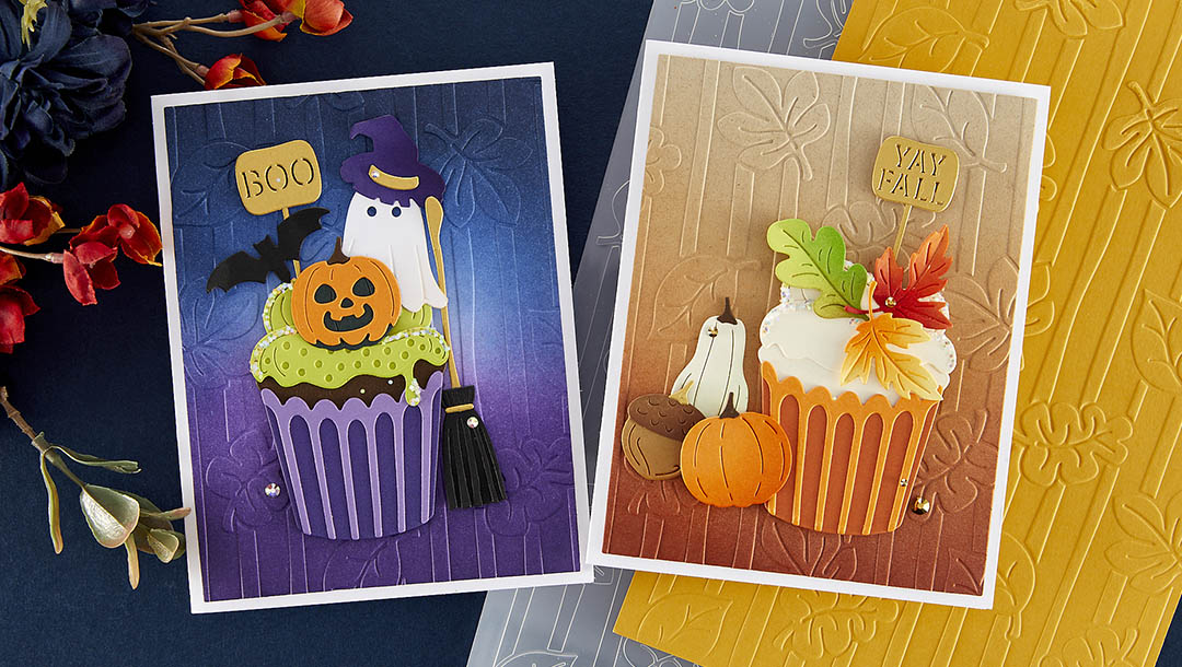 September 2023 Embossing Folder of the Month Preview & Tutorials – Cascading Leaves & Stripes
