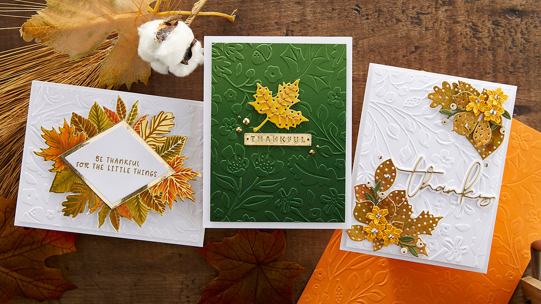 September 2022 Embossing Folder of the Month Preview & Tutorials – Scattered Fall