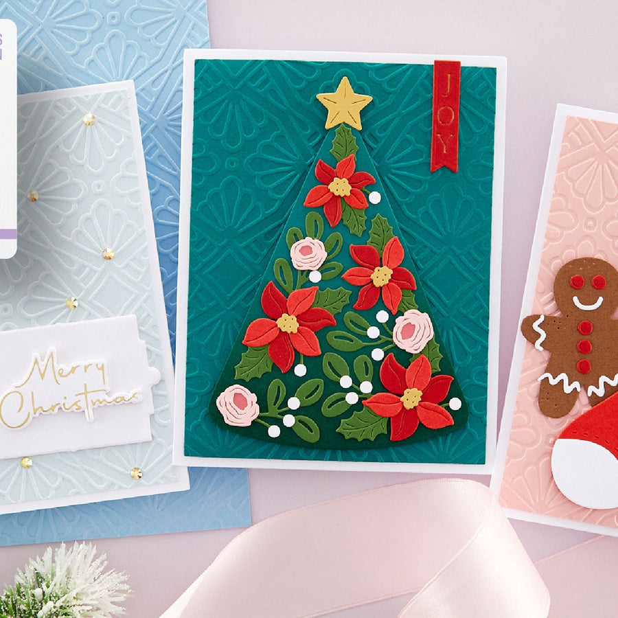 July 2023 Embossing Folder of the Month Preview & Tutorials – Christmas Wrap Pattern