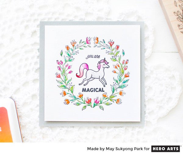 Floral Wreath Watercolor Card - Hero Arts