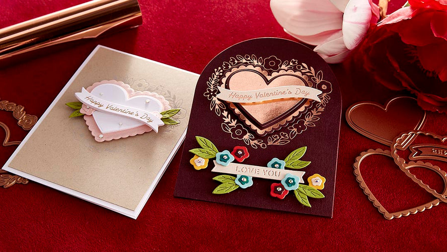 December 2022 Glimmer Hot Foil Kit of the Month Preview & Tutorials – Floral Frame Glimmering Heart