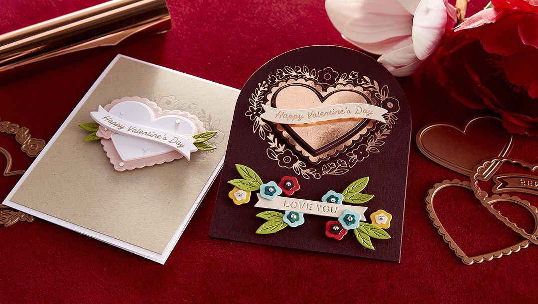December 2022 Glimmer Hot Foil Kit of the Month Preview & Tutorials – Floral Frame Glimmering Heart
