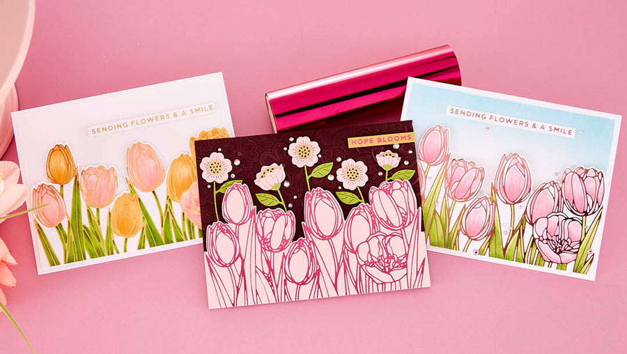 February 2023 Glimmer Hot Foil Kit of the Month Preview & Tutorials – Tulip Border