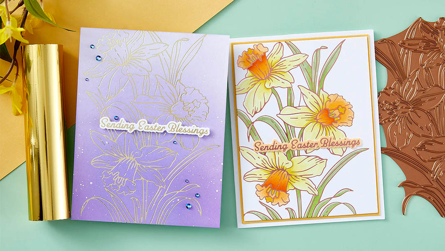 February 2024 Glimmer Hot Foil Kit of the Month Preview & Tutorials – Daffodil Spray