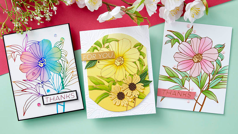 January 2024 Glimmer Hot Foil Kit of the Month Preview & Tutorials – Card Front Floral