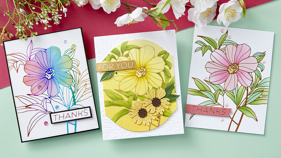 January 2024 Glimmer Hot Foil Kit of the Month Preview & Tutorials – Card Front Floral