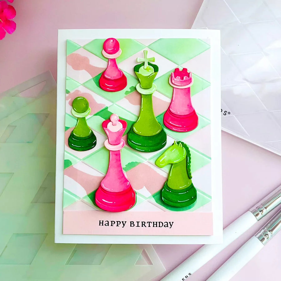 Master the Board: Layering Harlequin Stencils and 3D Embossing
