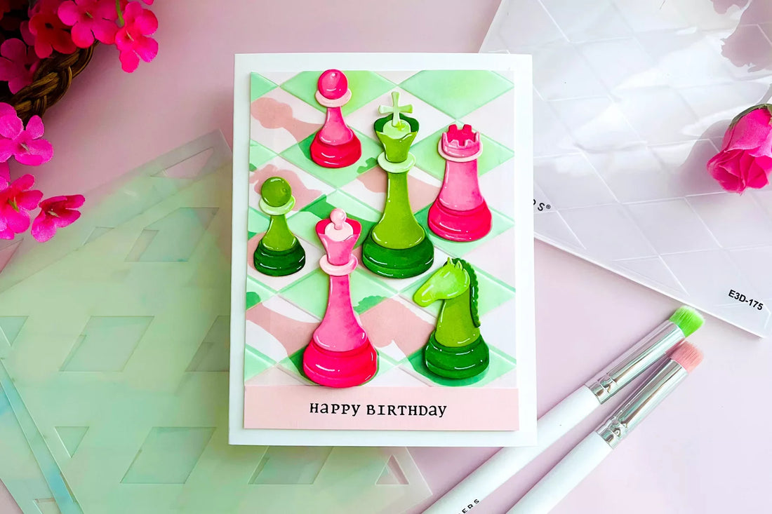 Master the Board: Layering Harlequin Stencils and 3D Embossing