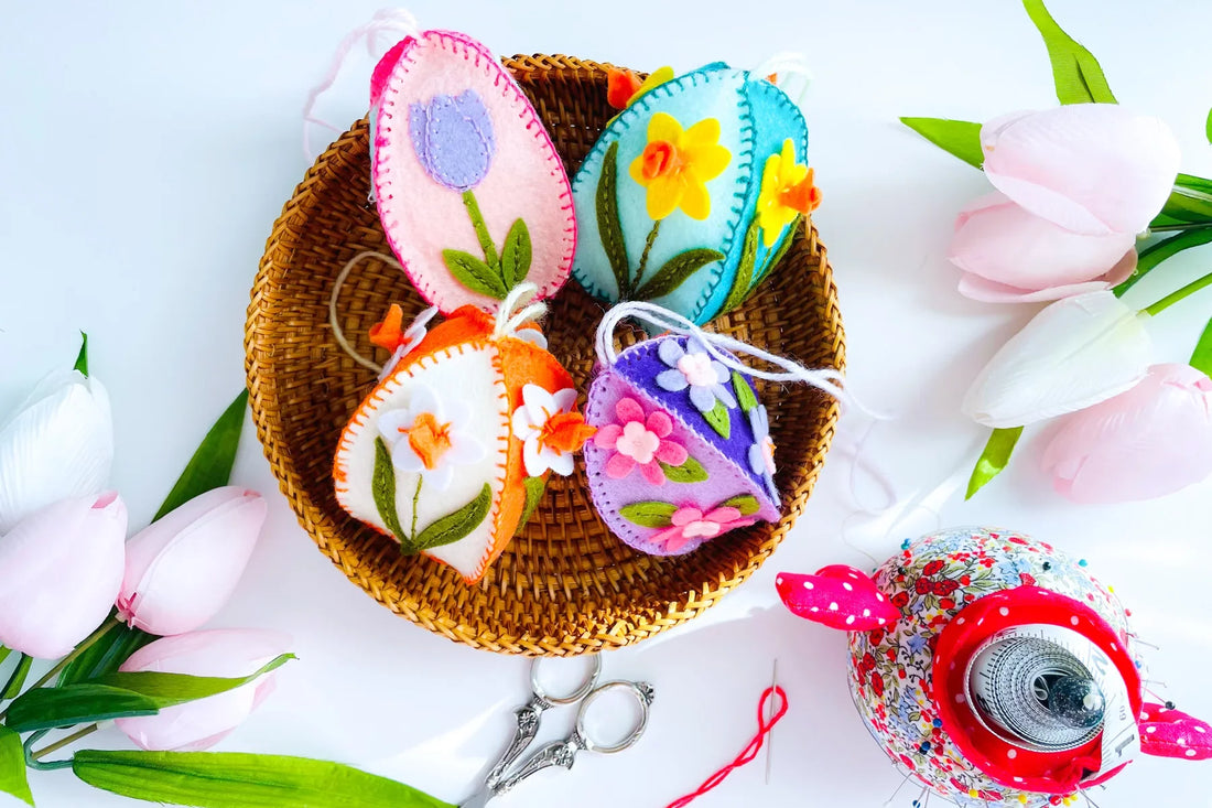 DIY 3D Felt Easter Egg Ornaments with Flowers | Spellbinders Tutorial