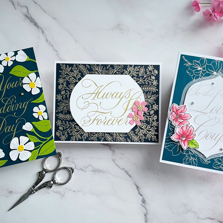 Floral Wedding Card Trio