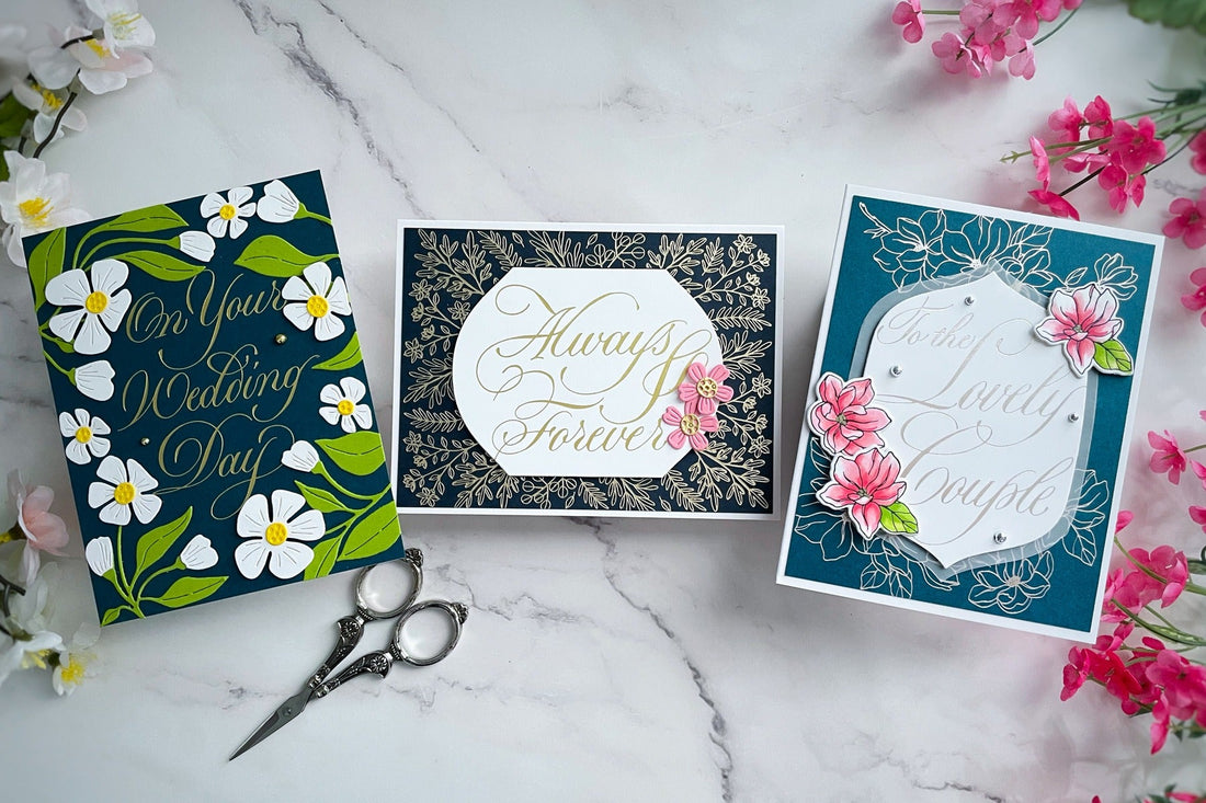 Floral Wedding Card Trio