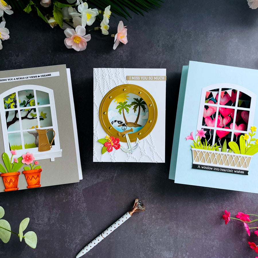 Shadow Box Card Ideas With Windows With a View Collection by Tina Smith