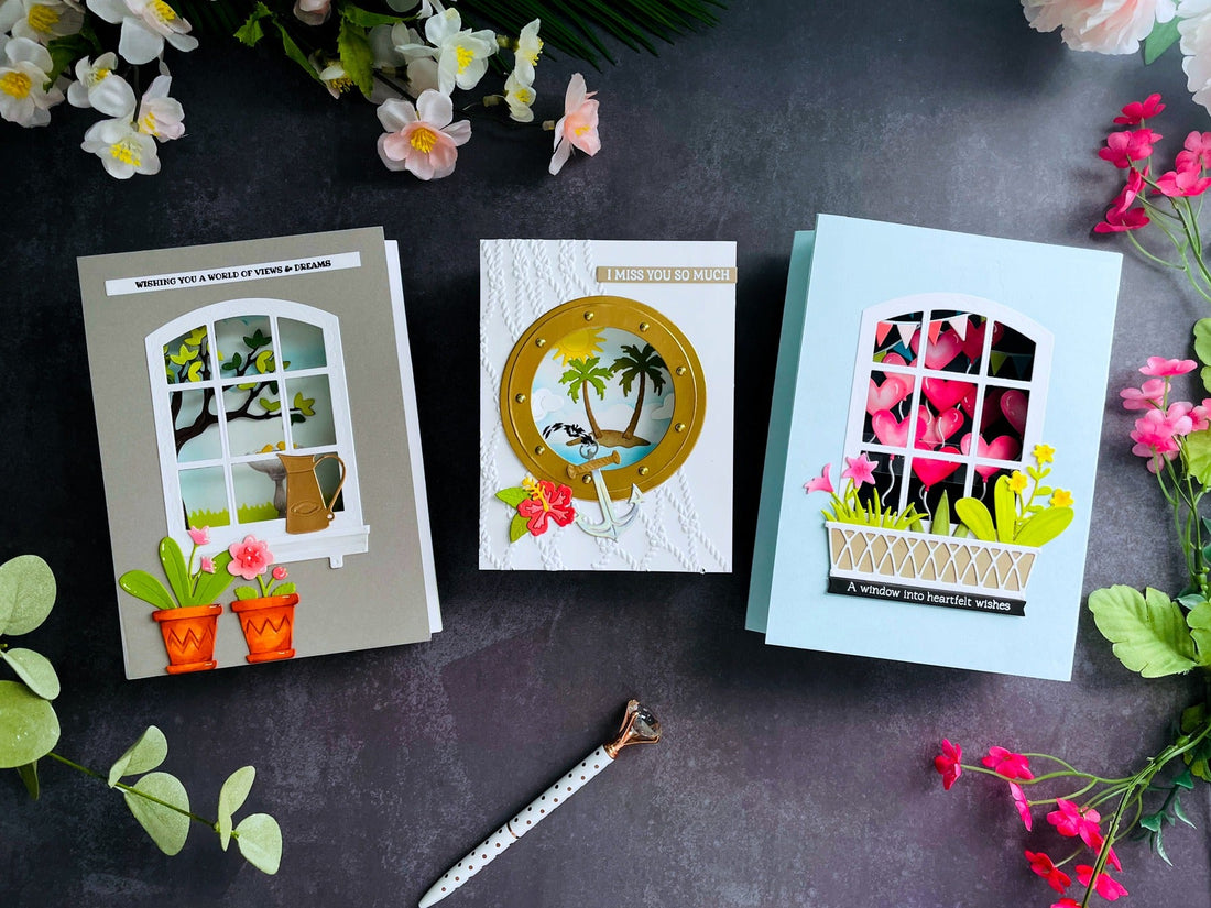 Shadow Box Card Ideas With Windows With a View Collection by Tina Smith