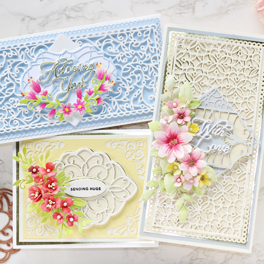 Layered Intricate Cards using Classically Becca Collection with Hussena