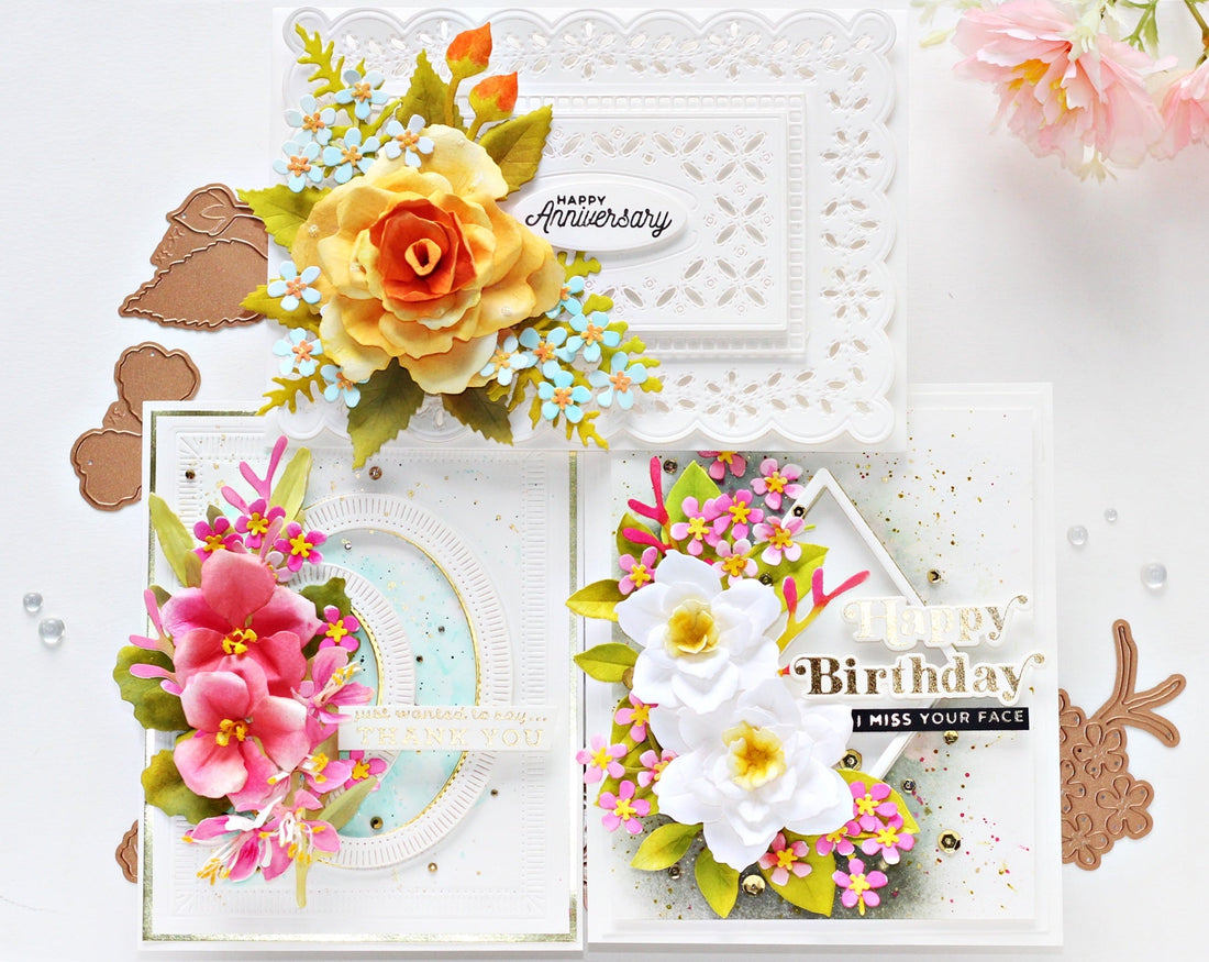 Layered Floral Handmade Cards featuring Susan's Through The Garden Gate Collection