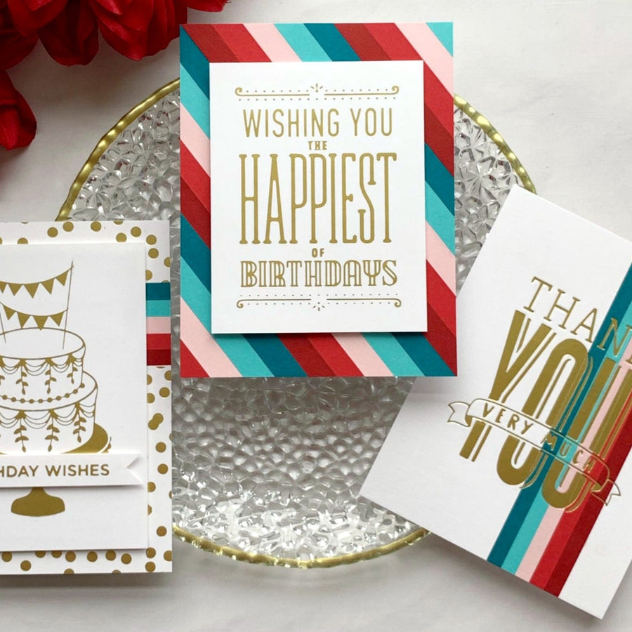 Glimmer Hot Foil Inspiration | Hot Foil Card Trio with Janette Kausen