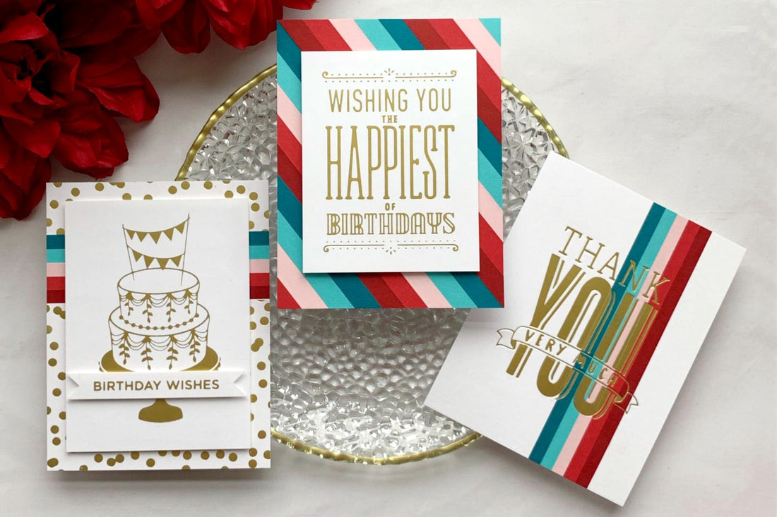 Glimmer Hot Foil Inspiration | Hot Foil Card Trio with Janette Kausen