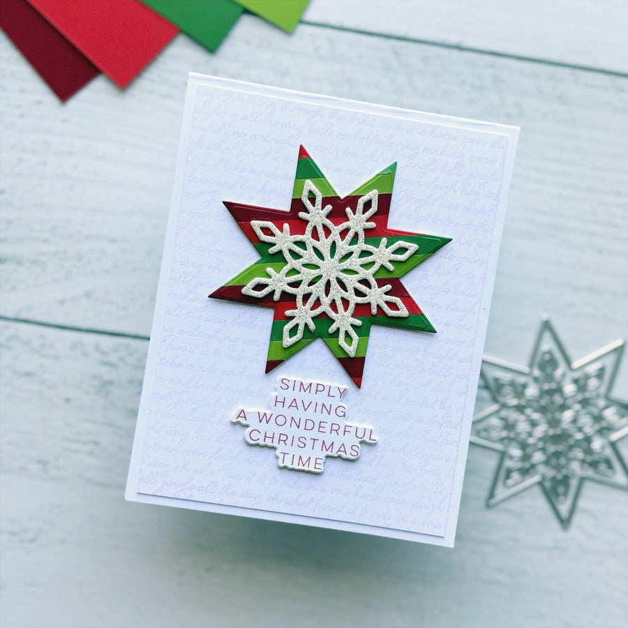 Custom Striped Cardstock with Snowflake Star Die Set