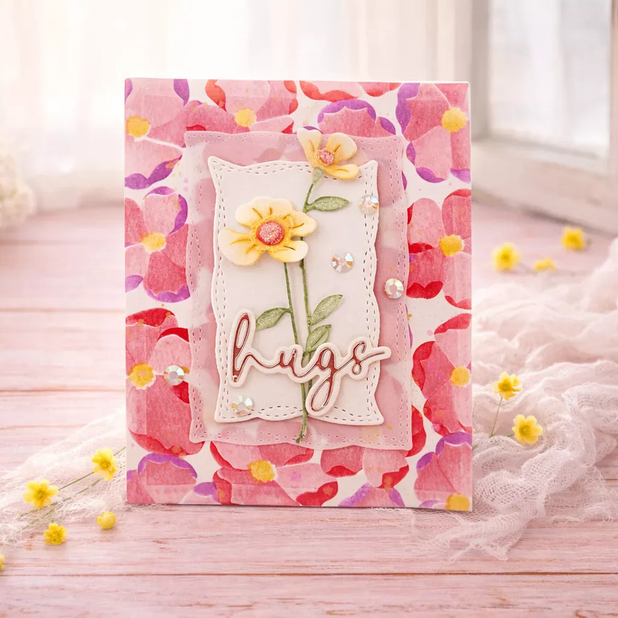 Poppy Song Stencil Card Tutorial: Easy Layered Floral Background
