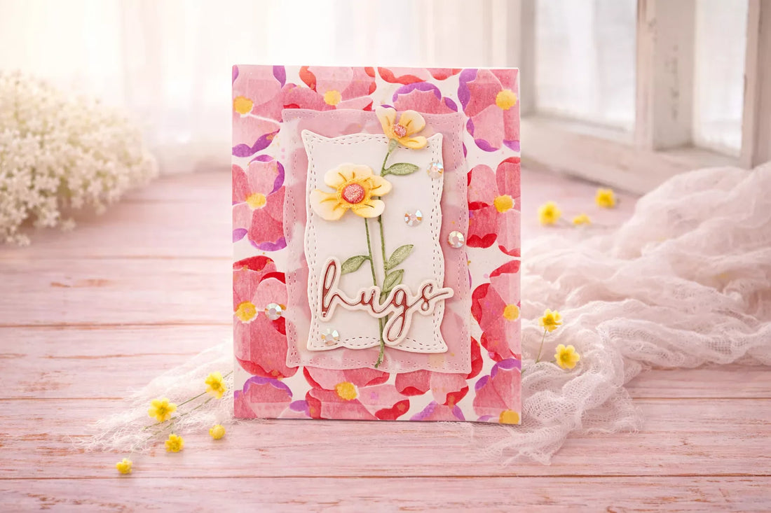 Poppy Song Stencil Card Tutorial: Easy Layered Floral Background