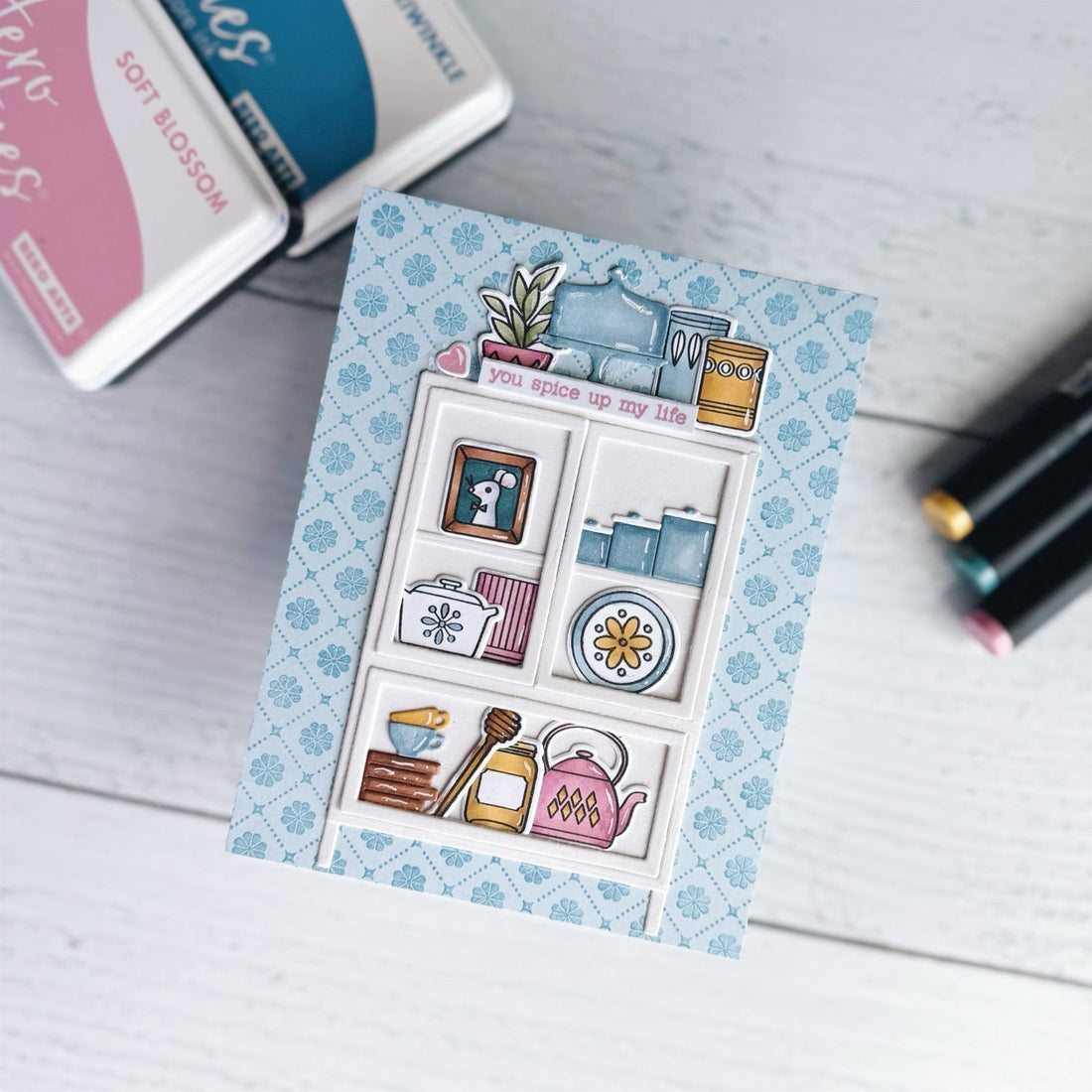 Create a Cozy Kitchen Cabinet with Stamps and Dies