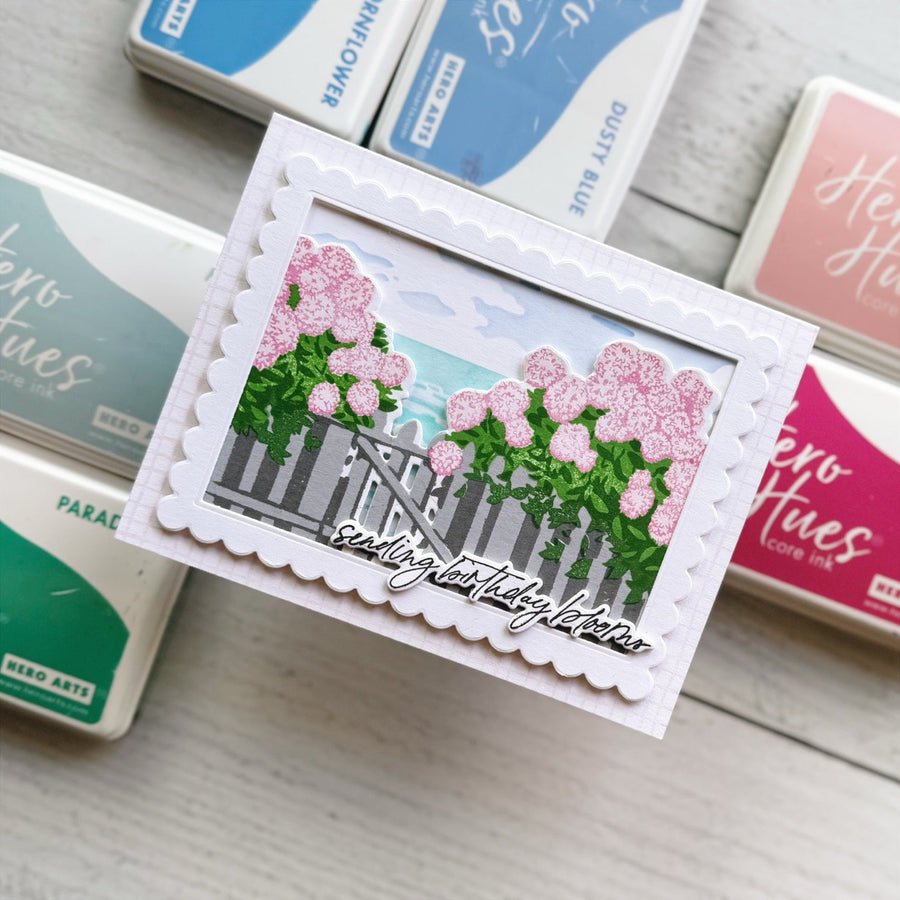 Coastal Blooms: A Serene Landscape Card Design