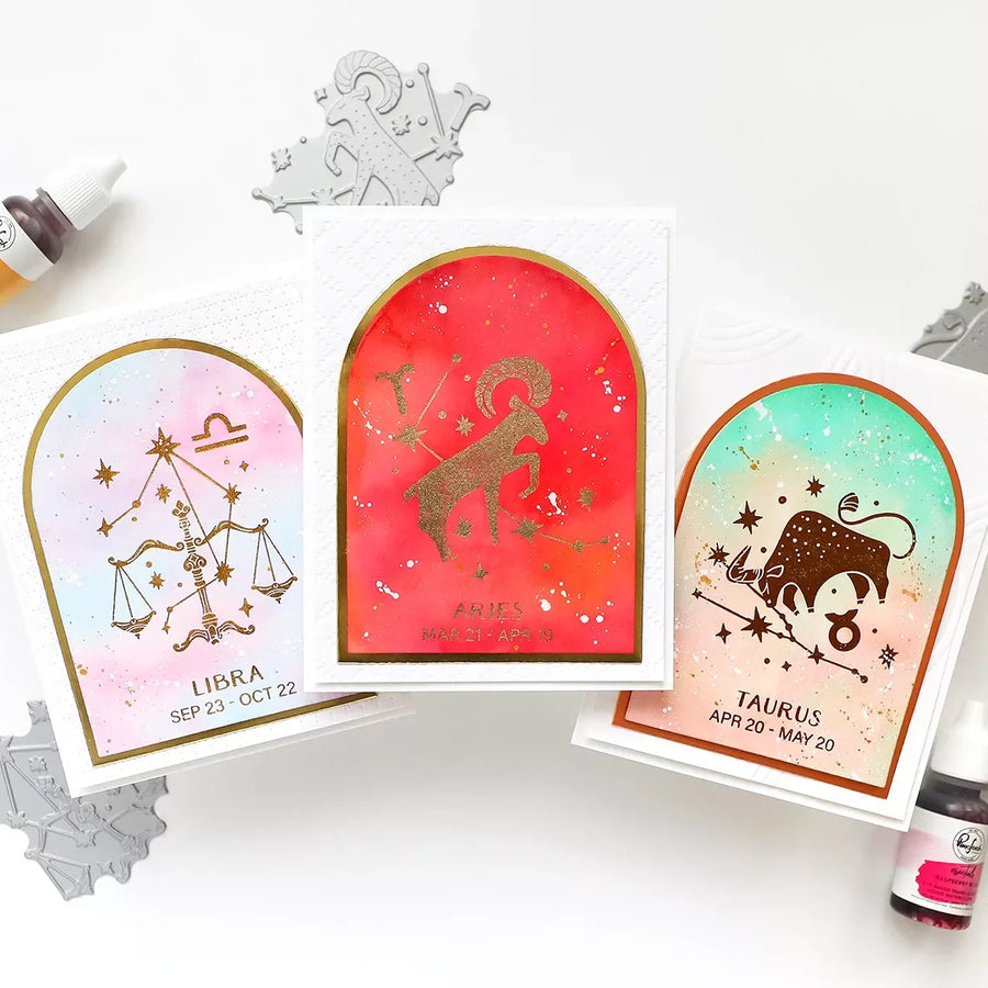 Watercolor Zodiac Cardmaking with Hot Foil Accents Using the Spellbinders Block Print Zodiacs Collection