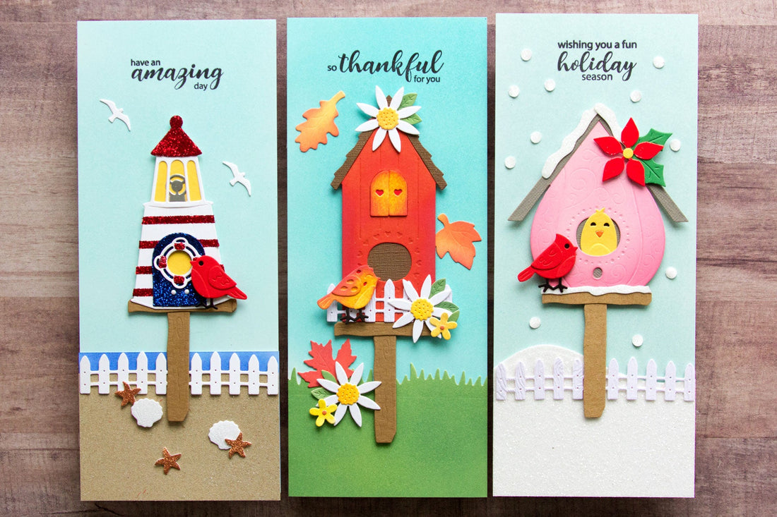 Seasonal Slimline Birdhouses by Jean Manis