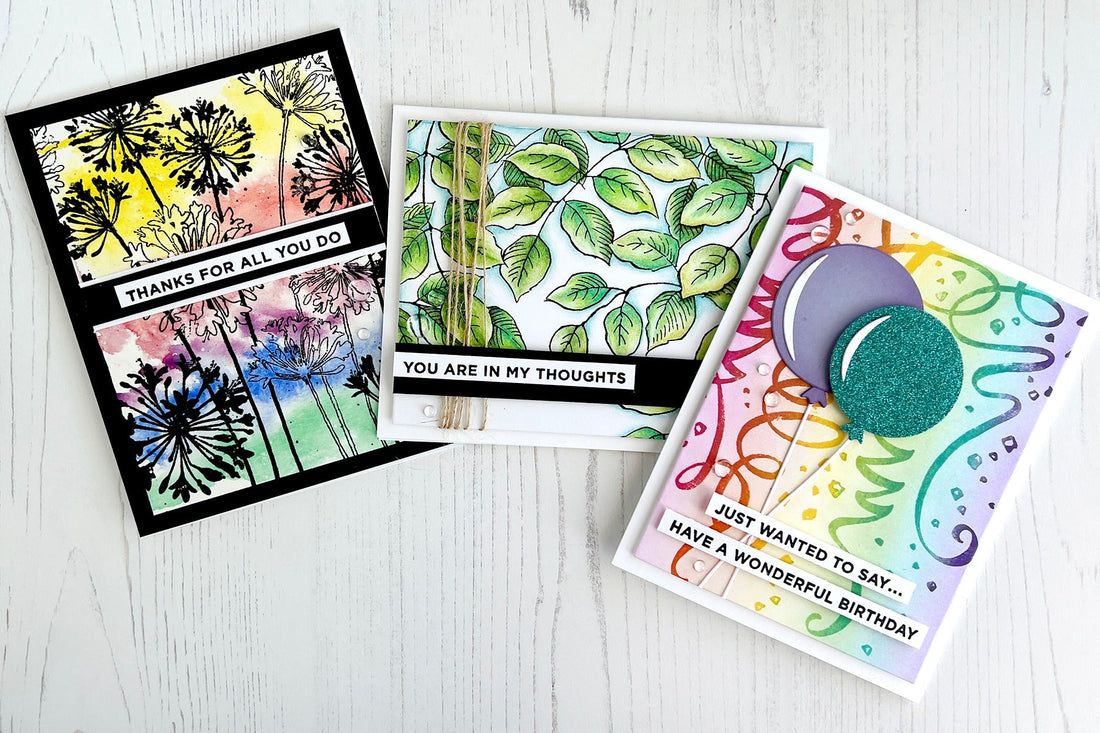 Colorful Cards for All Occasions using Stampendous Beautiful Backgrounds