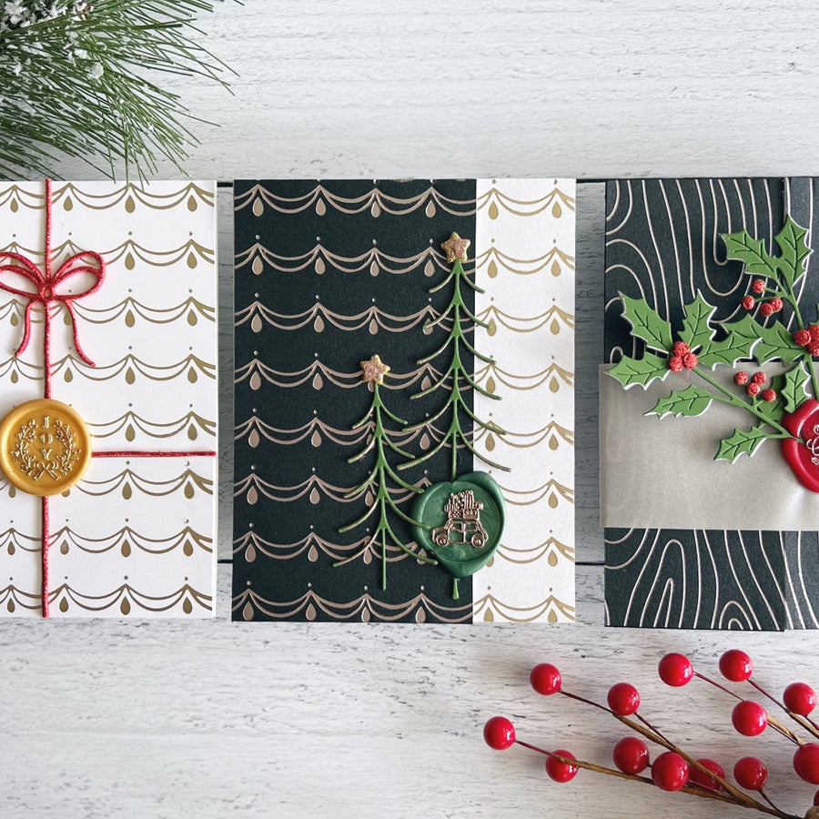 Tri-fold Cards Featuring the Sealed by Spellbinders Wax Seal Collection