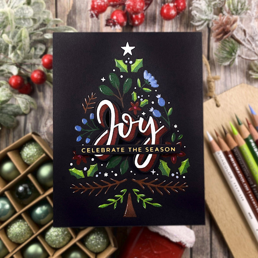 Not the Usual Stencils!? Coloring using a Spellbinders Layered Joy Tree Stencil