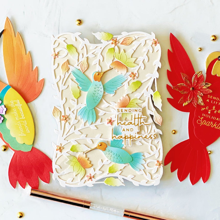 Shaped Cards with Bibi’s Hummingbirds by Joan Bardee