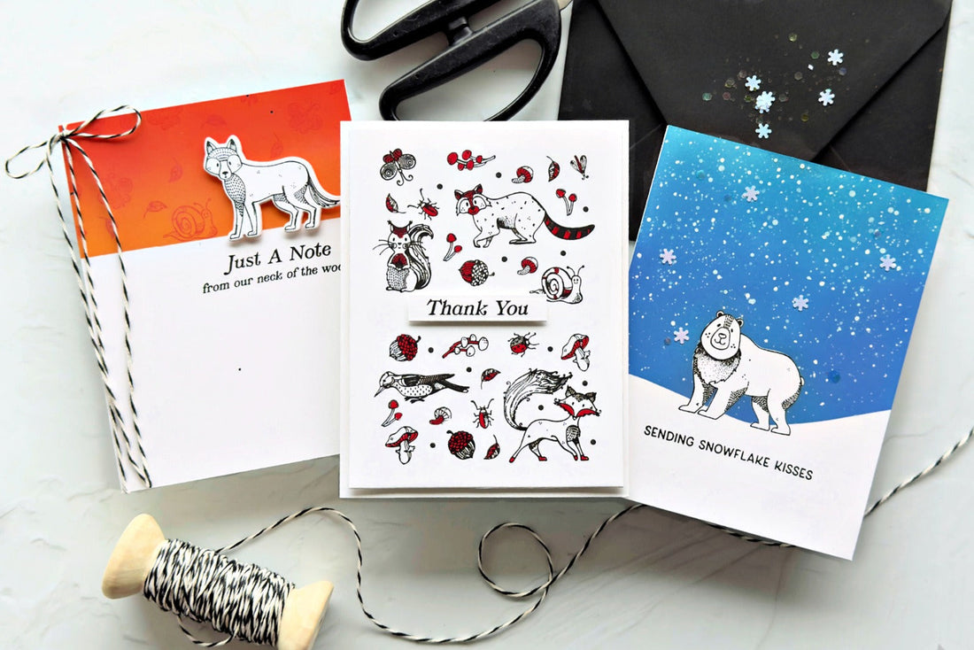 Black & White Plus One Color with Woodland Wildlife