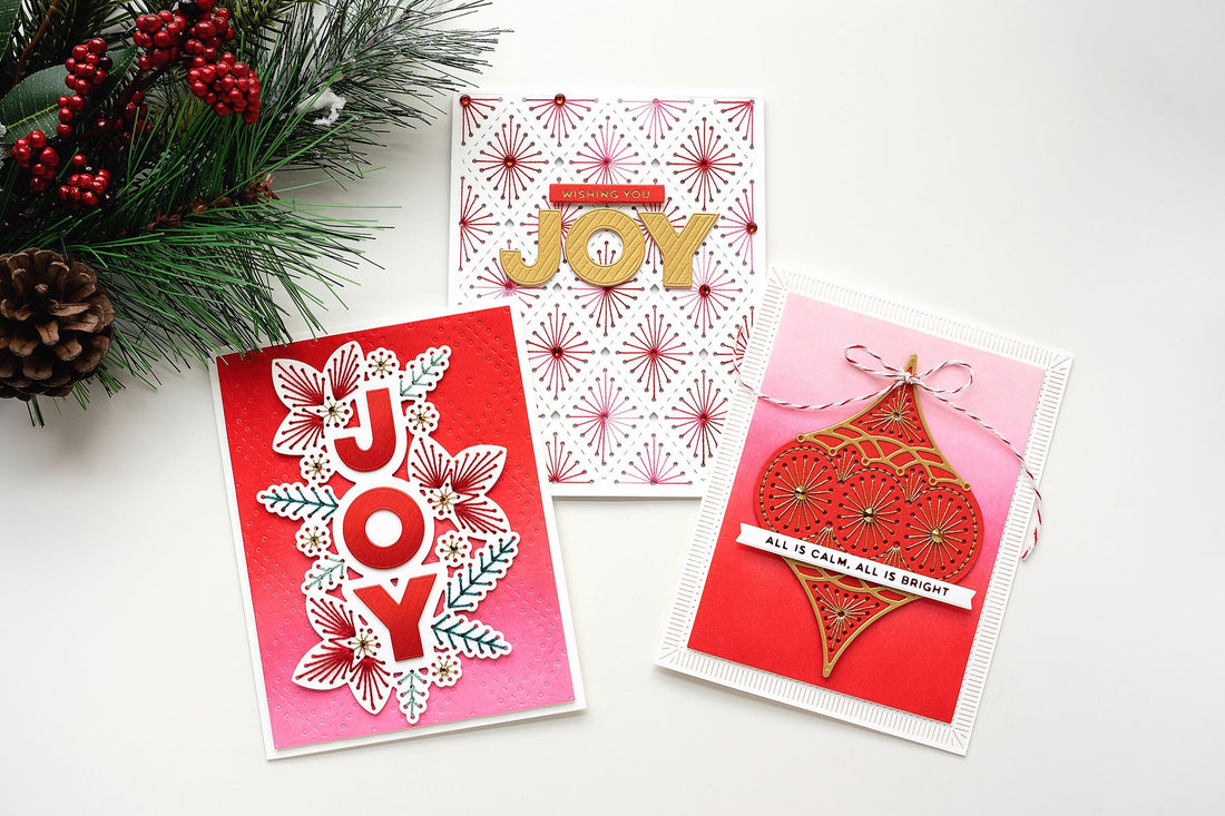 Trio of Stitched Holiday Cards with Jung