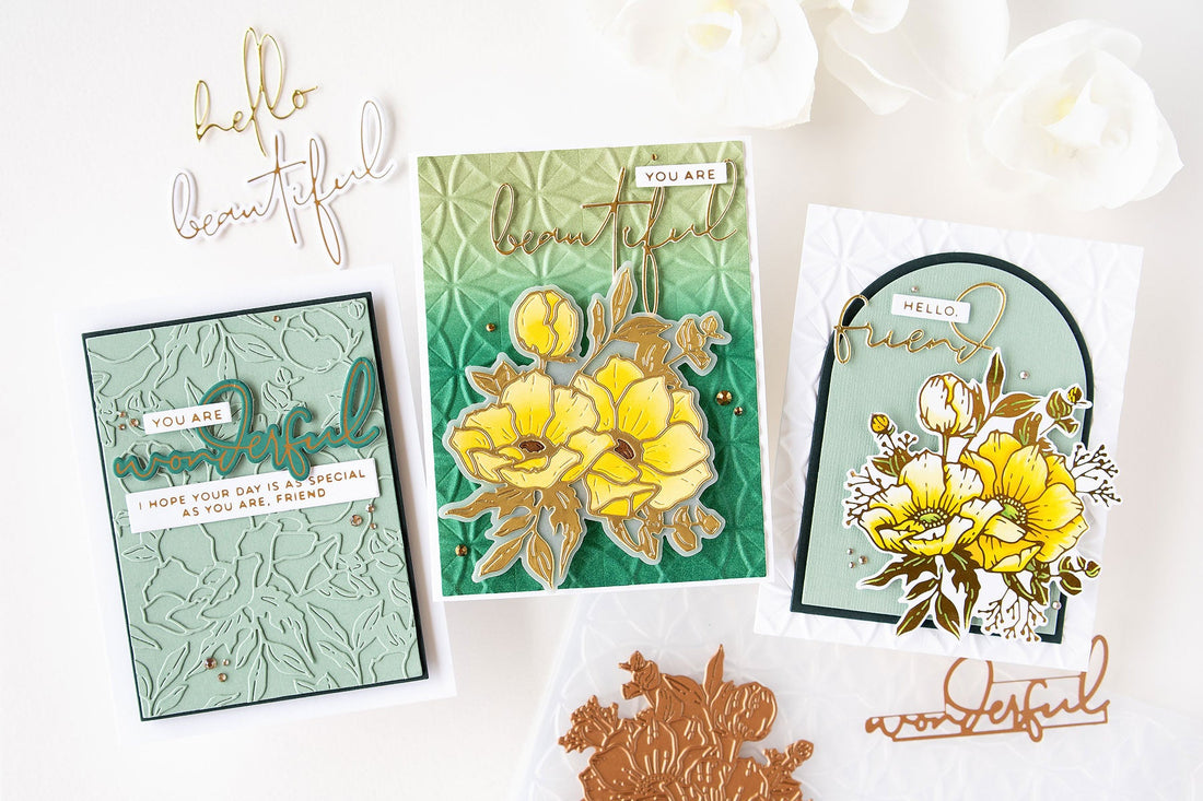 Anemone Blooms, a Trio of Cards