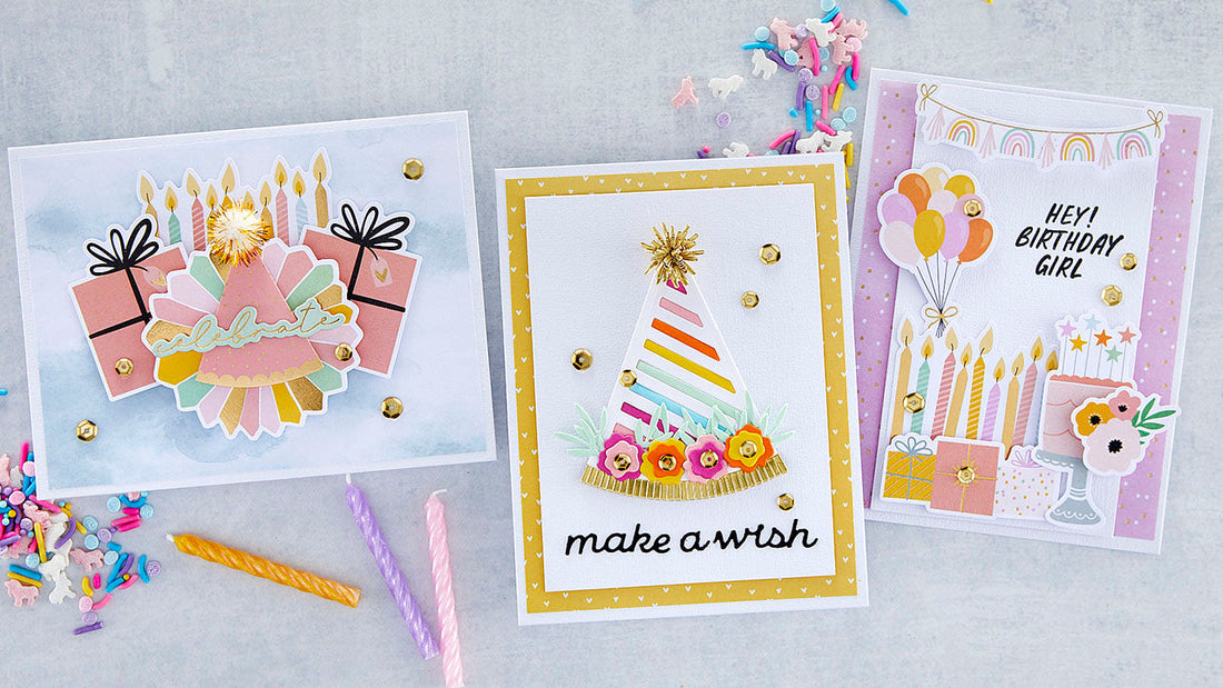June 2022 Card Kit of the Month Preview & Tutorials – Party Hat & Streamers