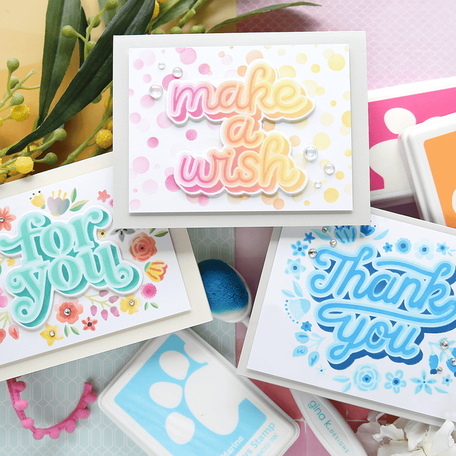 Easy Colorful Cards with Layered Stencils & Laura Bassen