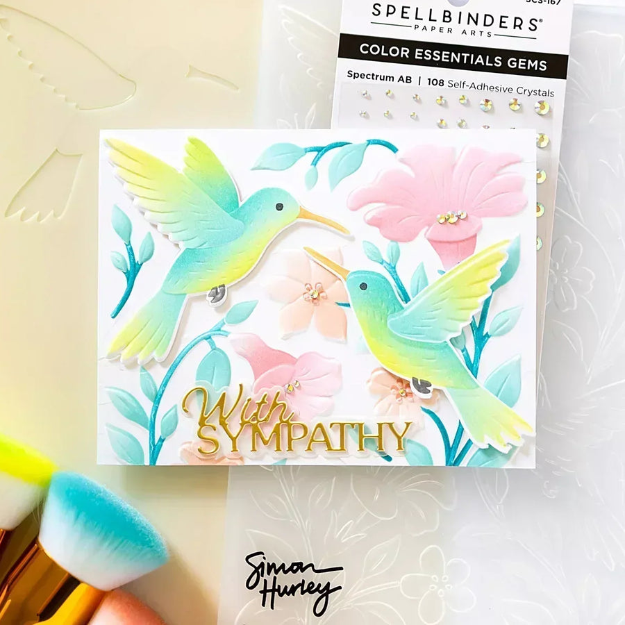 Hummingbird Garden Sympathy Card Tutorial with Layered Stencils and 3D Embossing