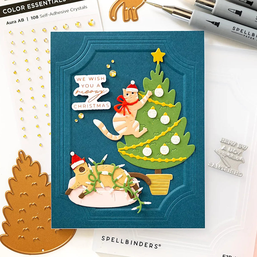 Christmas Cats Christmas Card Tutorial with Spellbinders Christmas Cats Collection