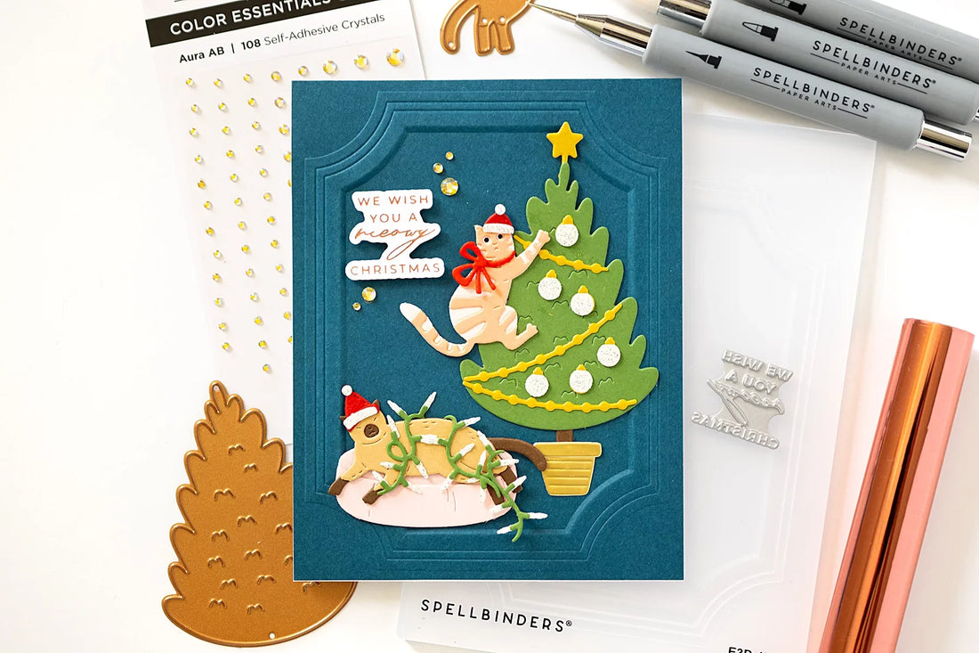Christmas Cats Christmas Card Tutorial with Spellbinders Christmas Cats Collection
