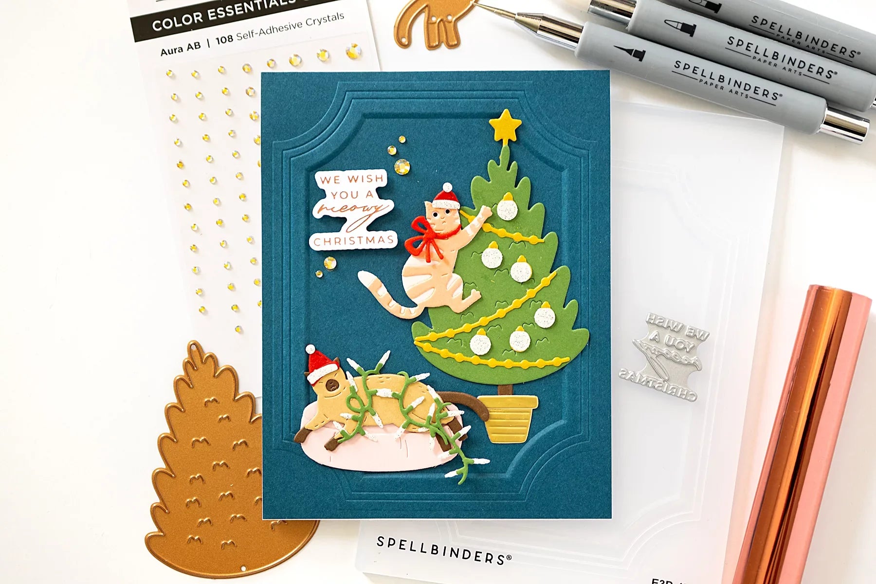 Christmas Cats Christmas Card Tutorial with Spellbinders Christmas Cats Collection