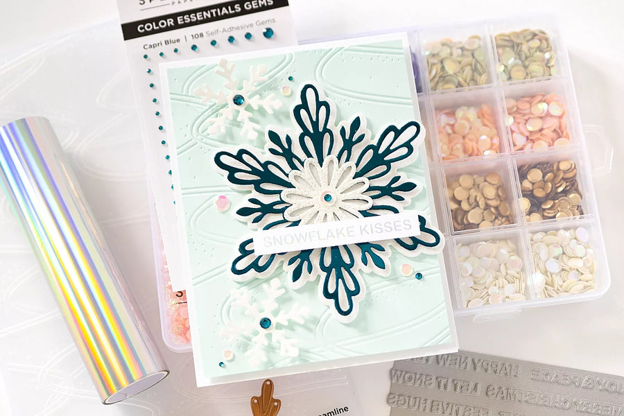 Layered Snowflakes Christmas Card Tutorial with Hot Foil Sentiments