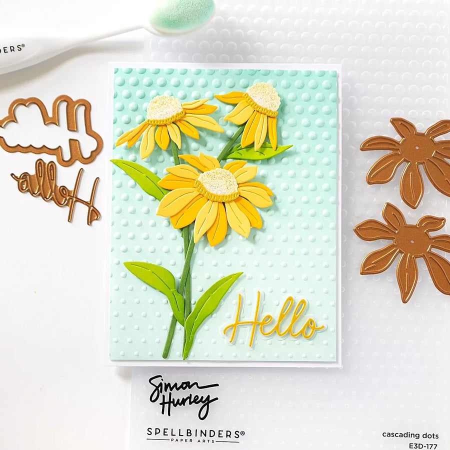 Easy Coneflower Card with Simon Hurley’s Cascading Coneflowers Collectiony Simon Hurley Ombre Background & Diecutting Tutorial