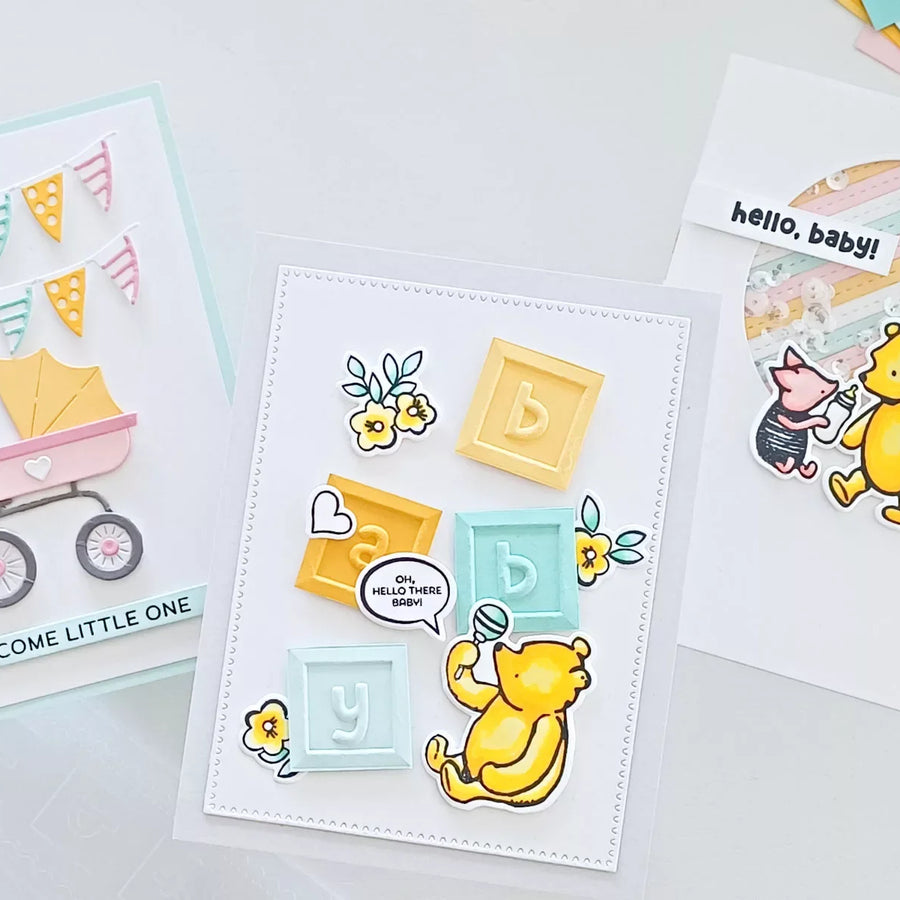 Easy Baby & Birthday Cards with Simple Stories Say Cheese Classic Pooh