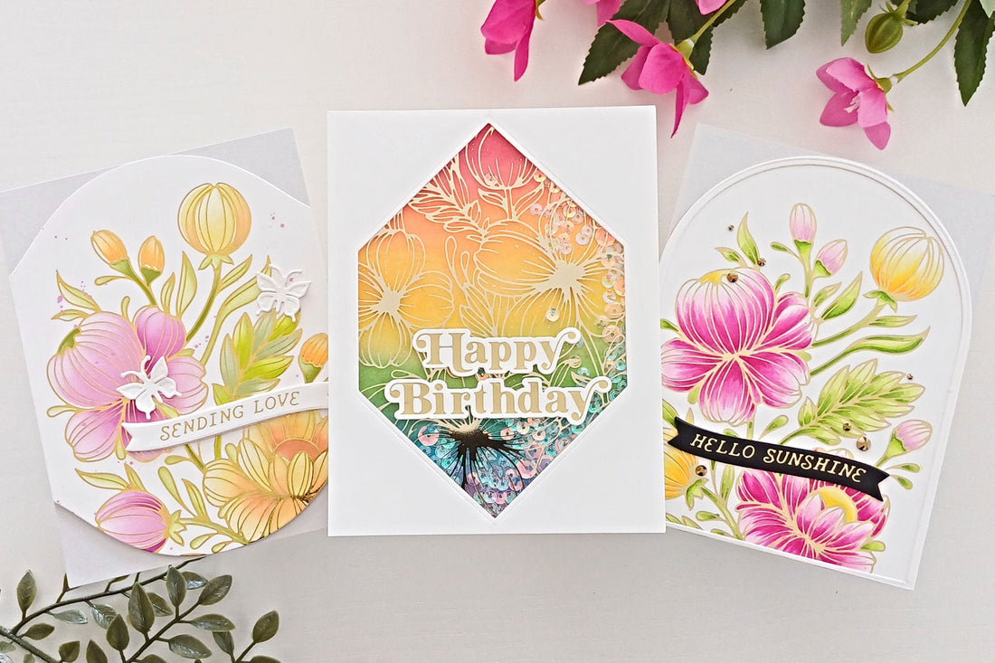 Sunny Floral Inspiration - Adding Colour and Using Shapes Three Ways