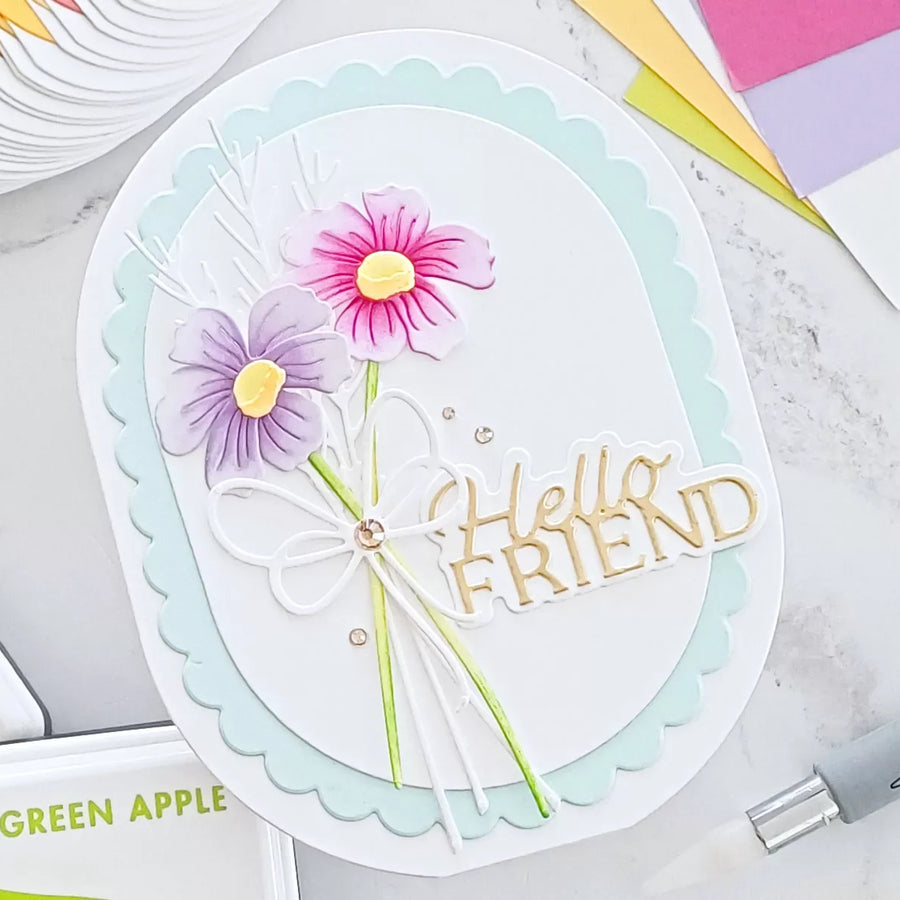 Easy Hello Friend Card Tutorial with Layered Dies and Ink Blending