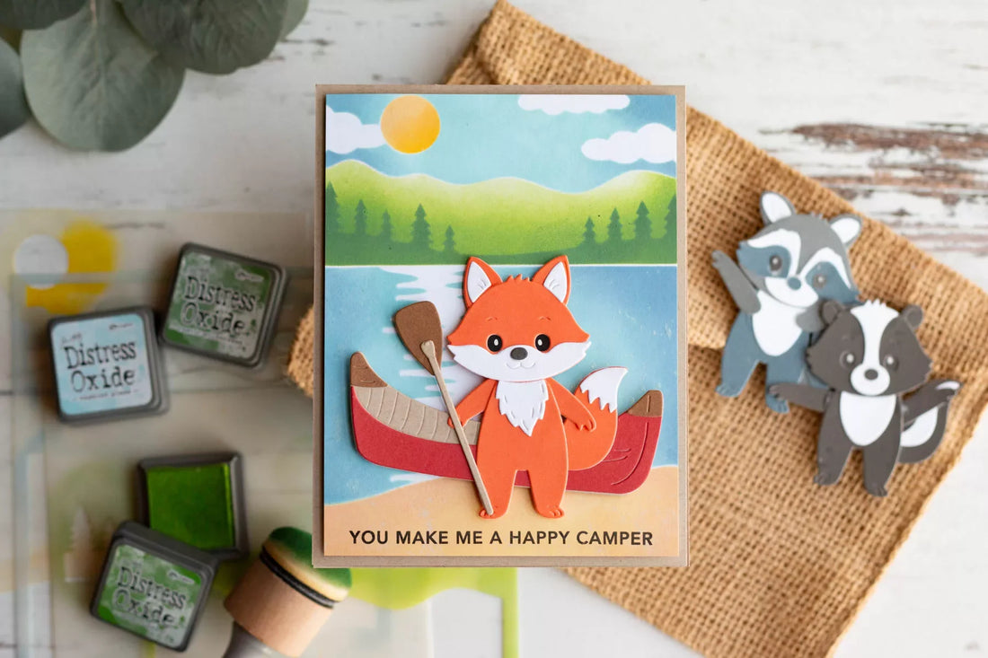 Lakeside Memories Card Tutorial: Ink Blended Scene with Layering Stencils