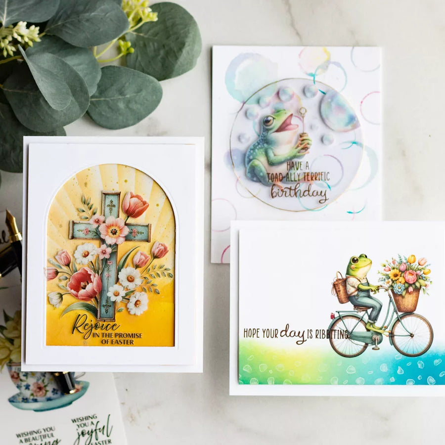 Easy Spring Card Making with Spellbinders Rub-Ons | Little Leaps & Spring Blessings