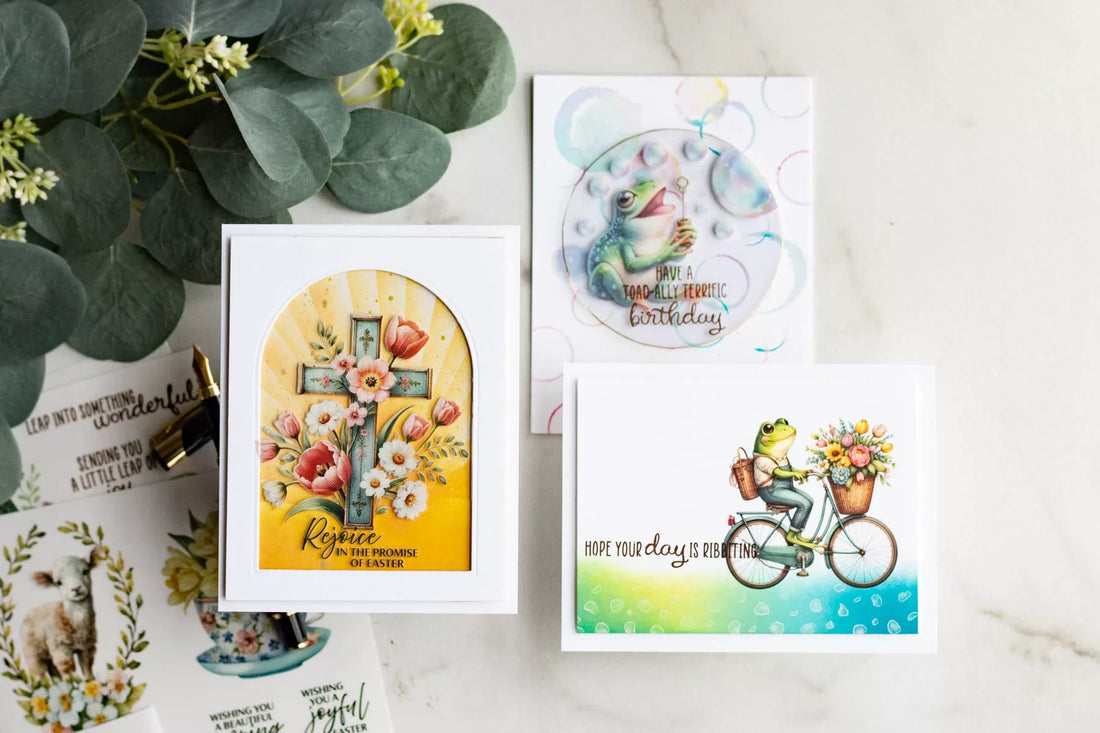 Easy Spring Card Making with Spellbinders Rub-Ons | Little Leaps & Spring Blessings